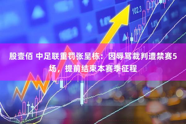 股壹佰 中足联重罚张呈栋：因辱骂裁判遭禁赛5场，提前结束本赛季征程