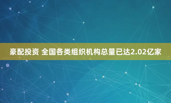 豪配投资 全国各类组织机构总量已达2.02亿家